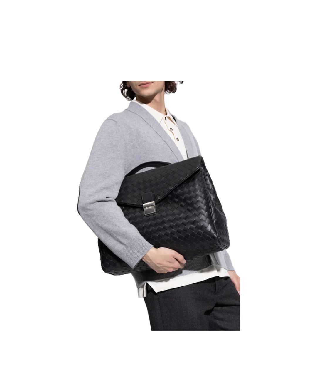 BOTTEGA VENETA Черный кожаный портфель, фото 2
