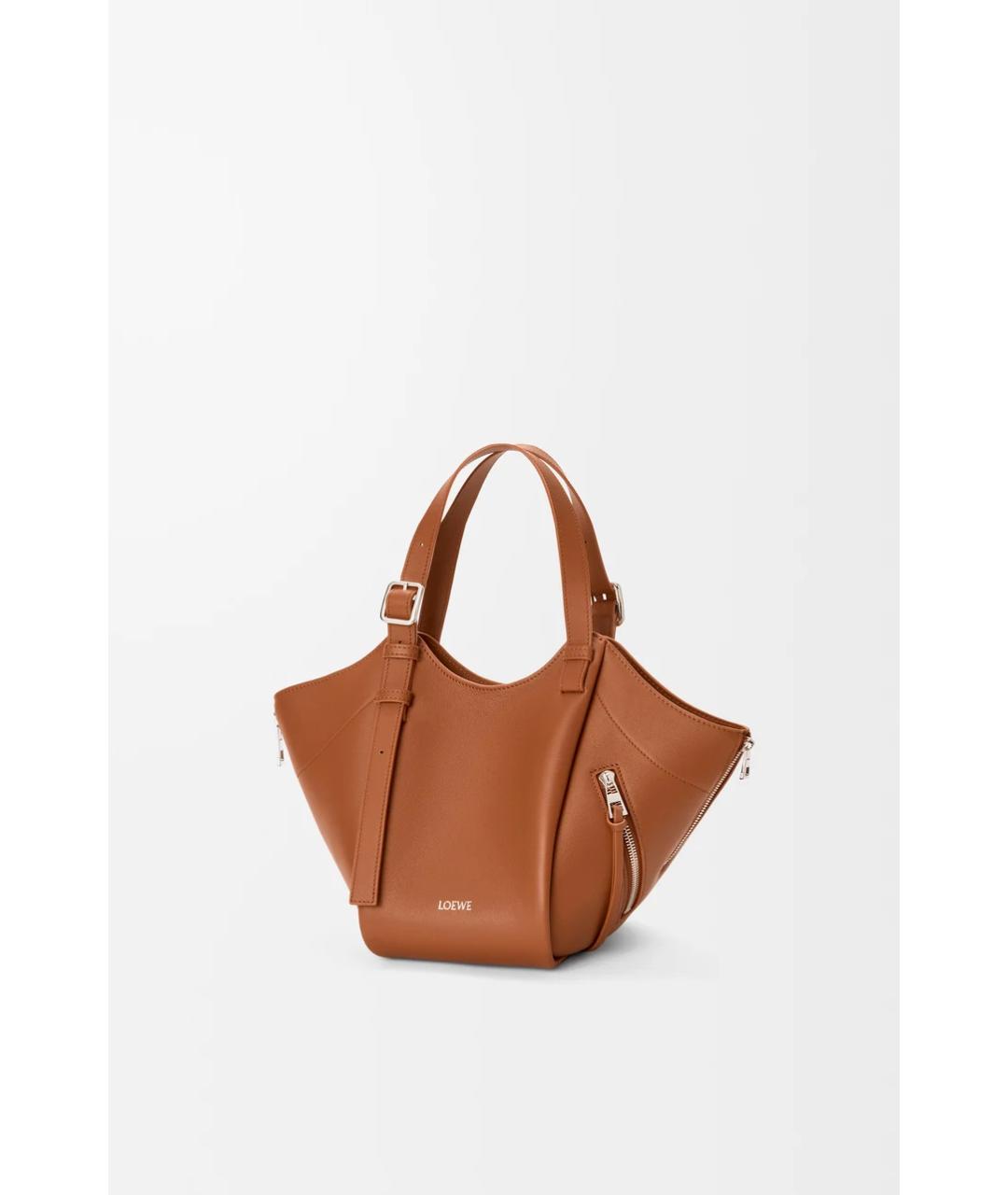 LOEWE Коричневая кожаная сумка с короткими ручками, фото 5