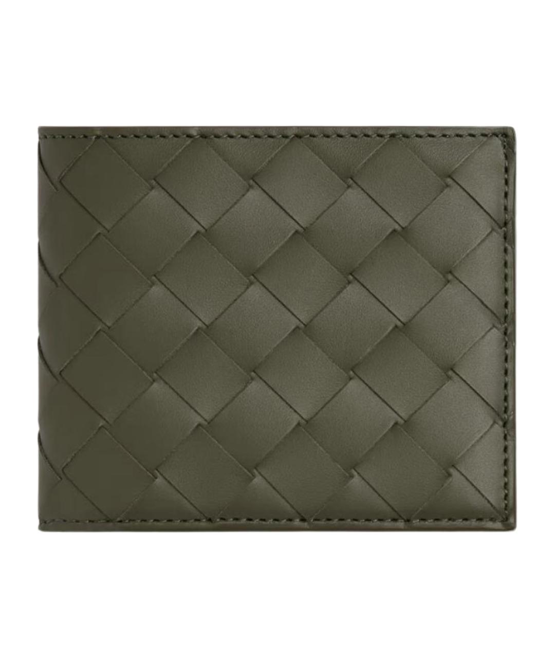 BOTTEGA VENETA Зеленый кожаный кошелек, фото 1