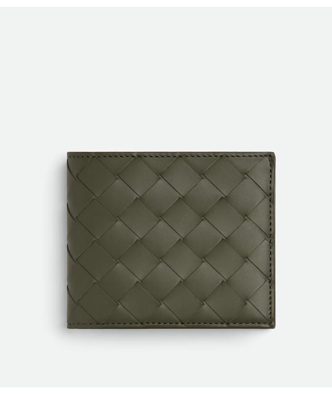 BOTTEGA VENETA Зеленый кожаный кошелек, фото 4