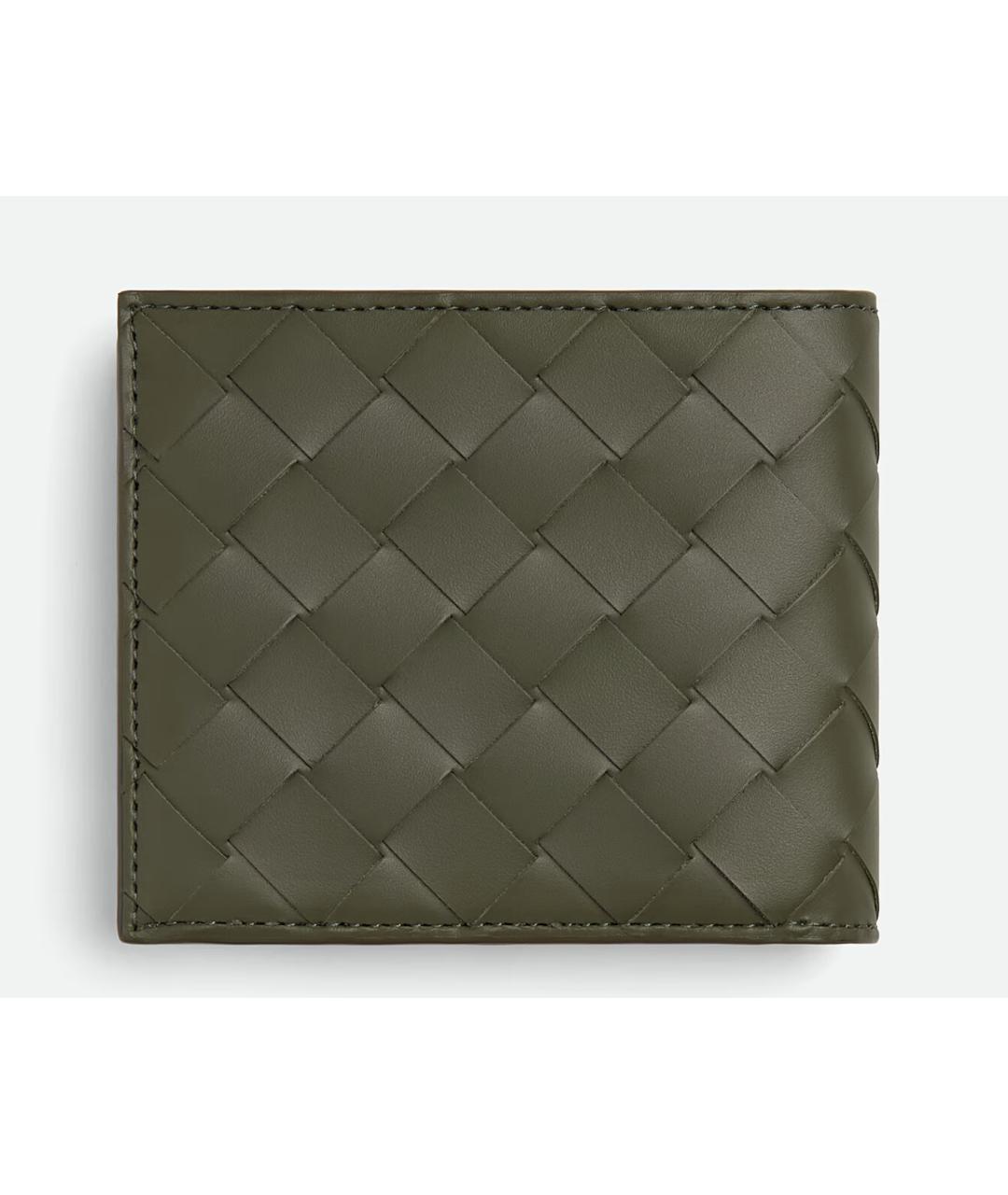 BOTTEGA VENETA Зеленый кожаный кошелек, фото 3