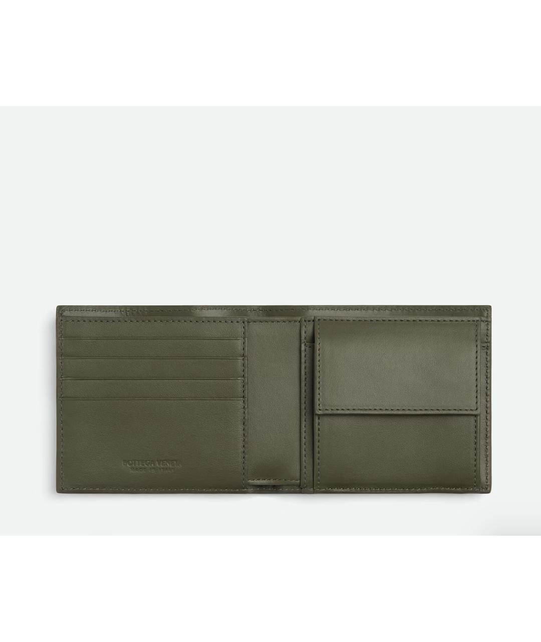 BOTTEGA VENETA Зеленый кожаный кошелек, фото 2