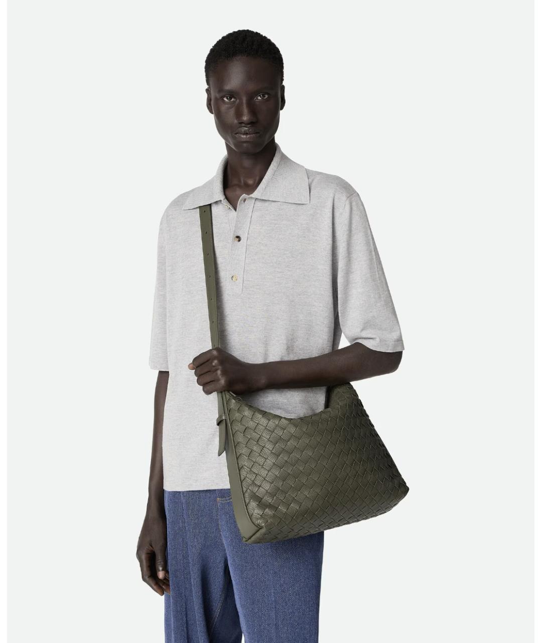 BOTTEGA VENETA Зеленая кожаная сумка на плечо, фото 2