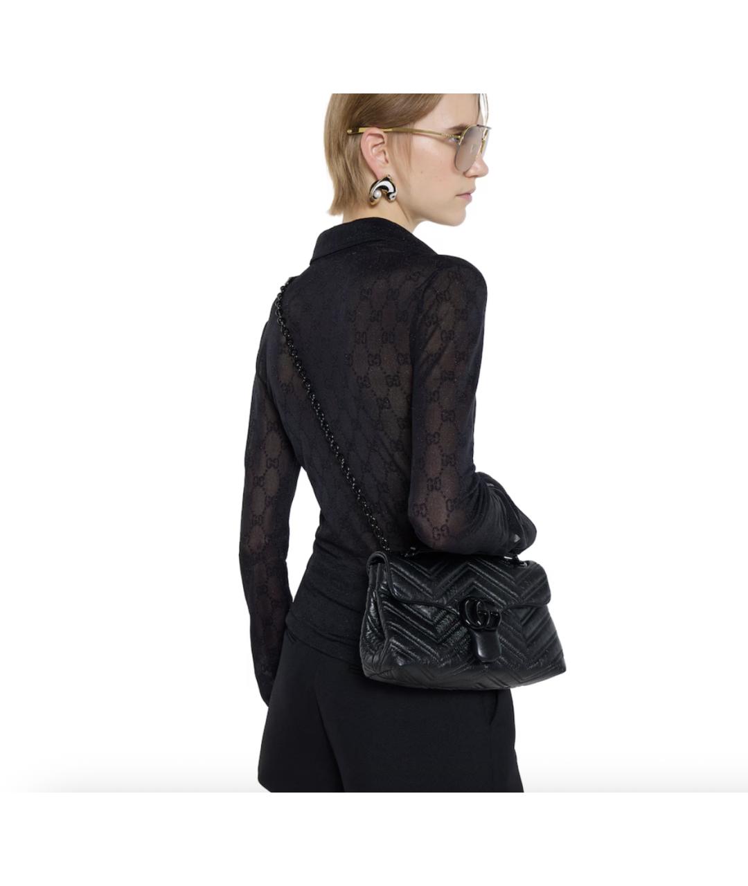 GUCCI Черная кожаная сумка через плечо, фото 4