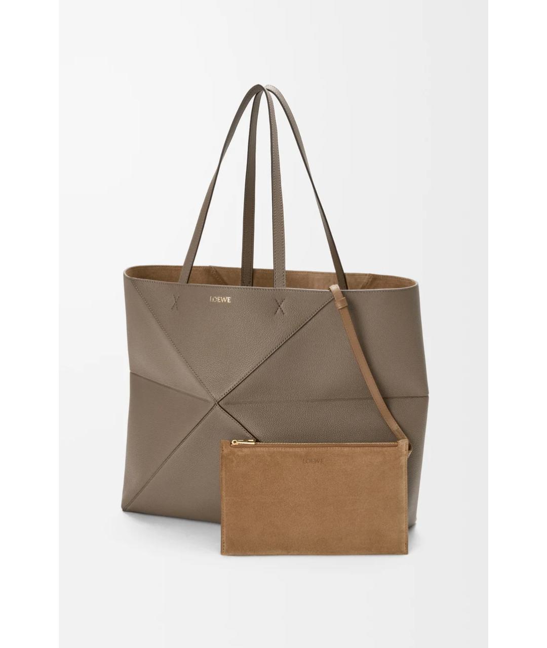 LOEWE Серая кожаная сумка тоут, фото 4