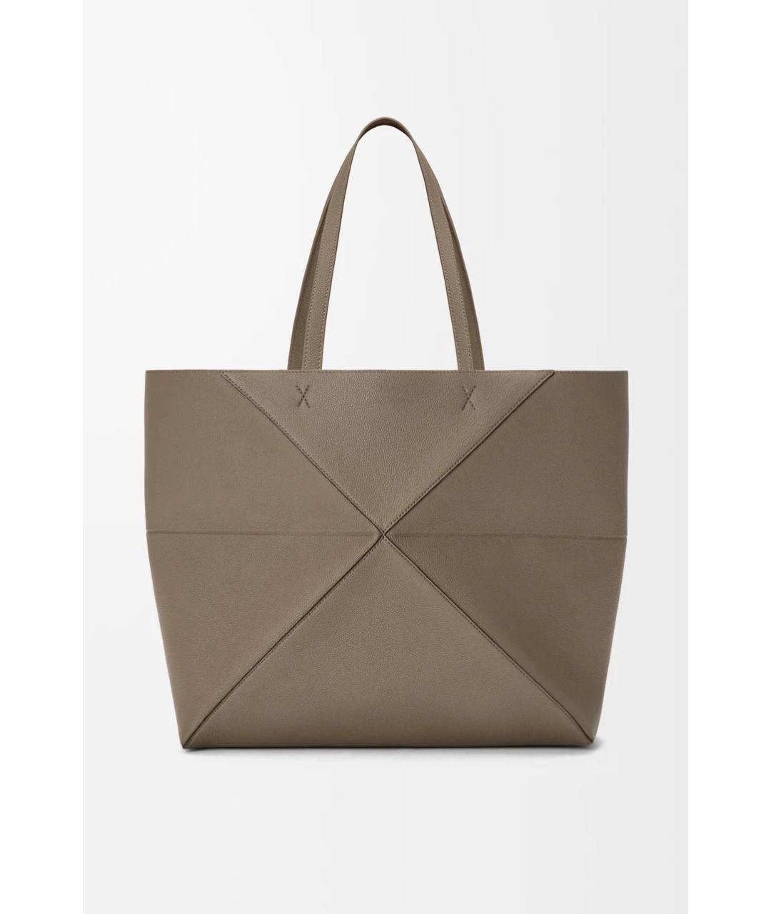 LOEWE Серая кожаная сумка тоут, фото 5