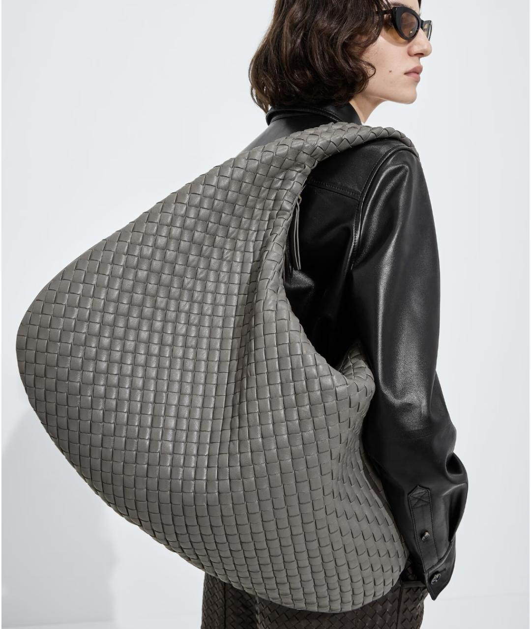 BOTTEGA VENETA Серая кожаная сумка через плечо, фото 2