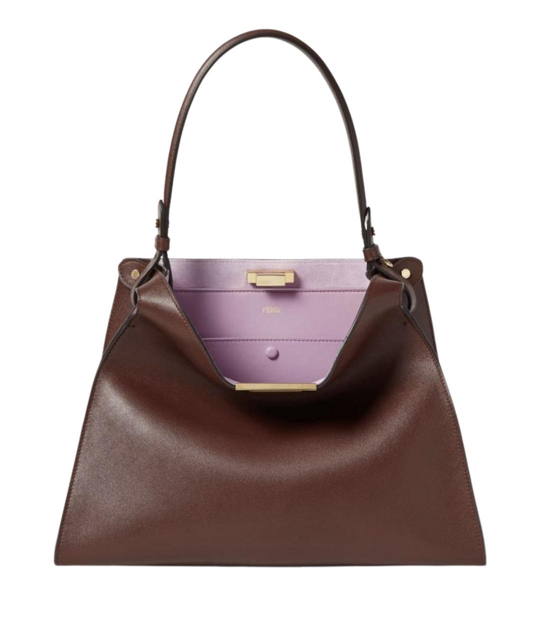 FENDI Коричневая кожаная сумка через плечо, фото 1