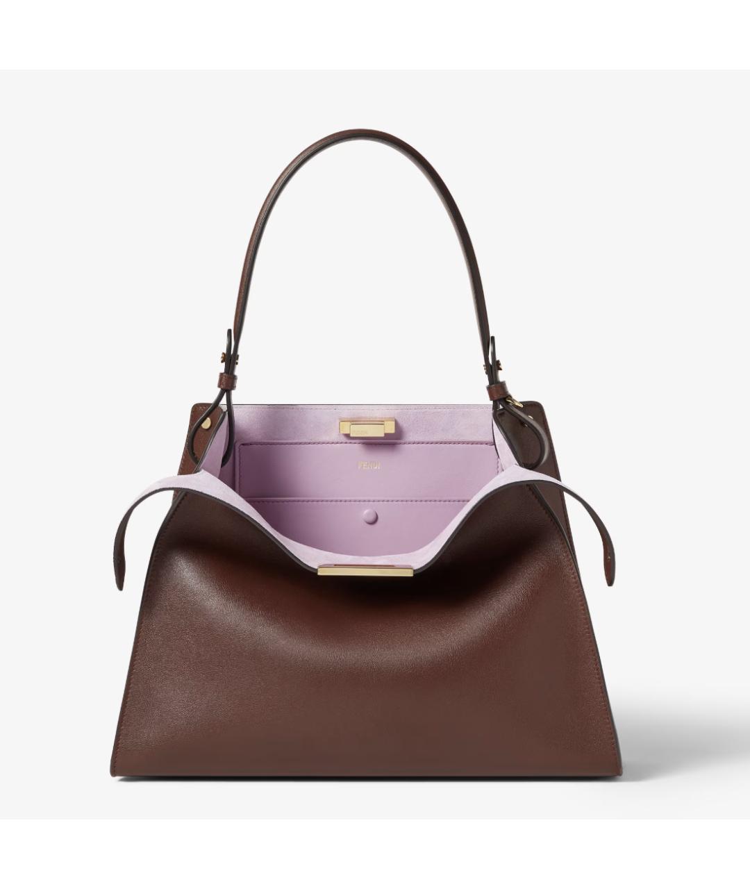 FENDI Коричневая кожаная сумка через плечо, фото 3