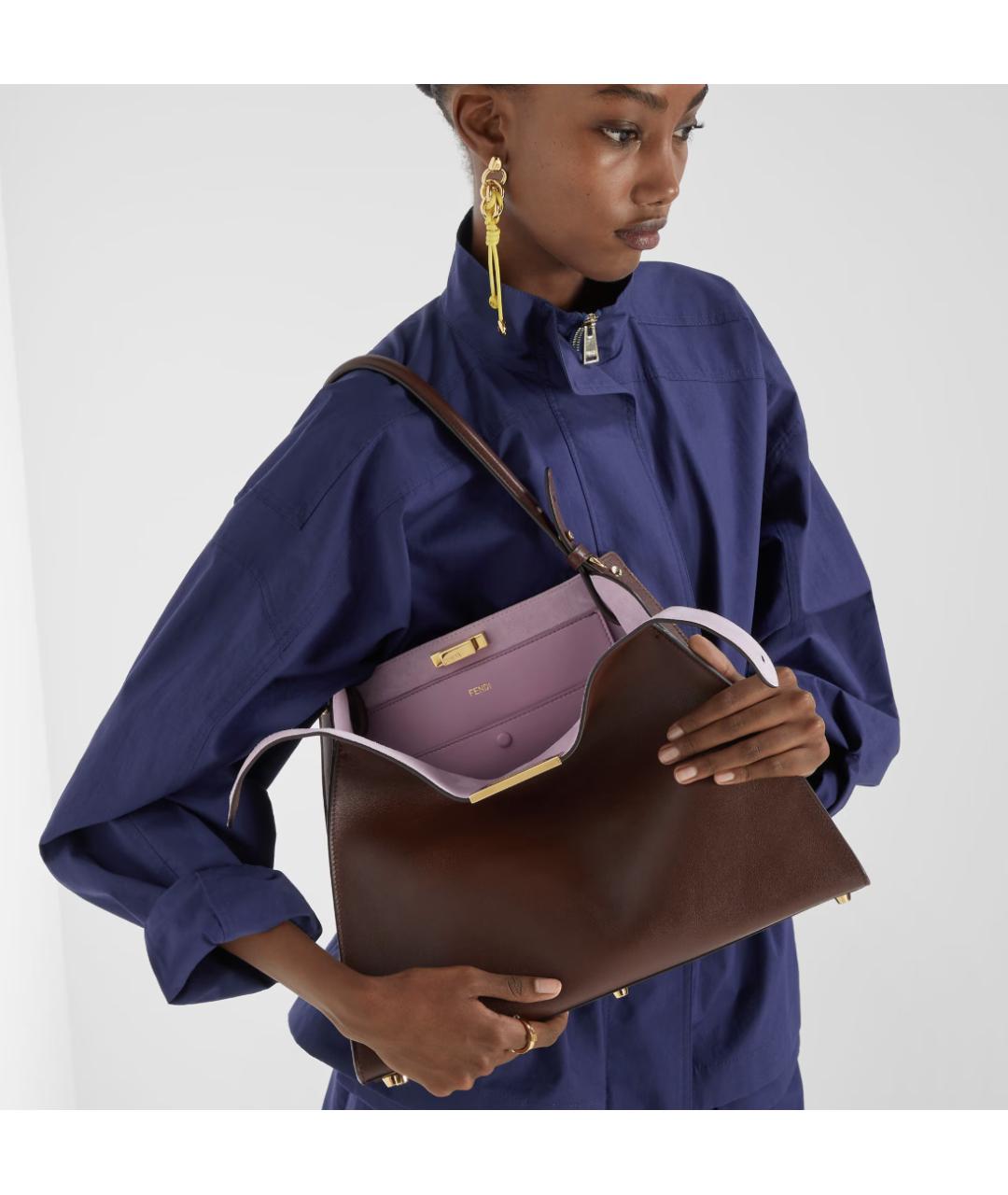 FENDI Коричневая кожаная сумка через плечо, фото 2