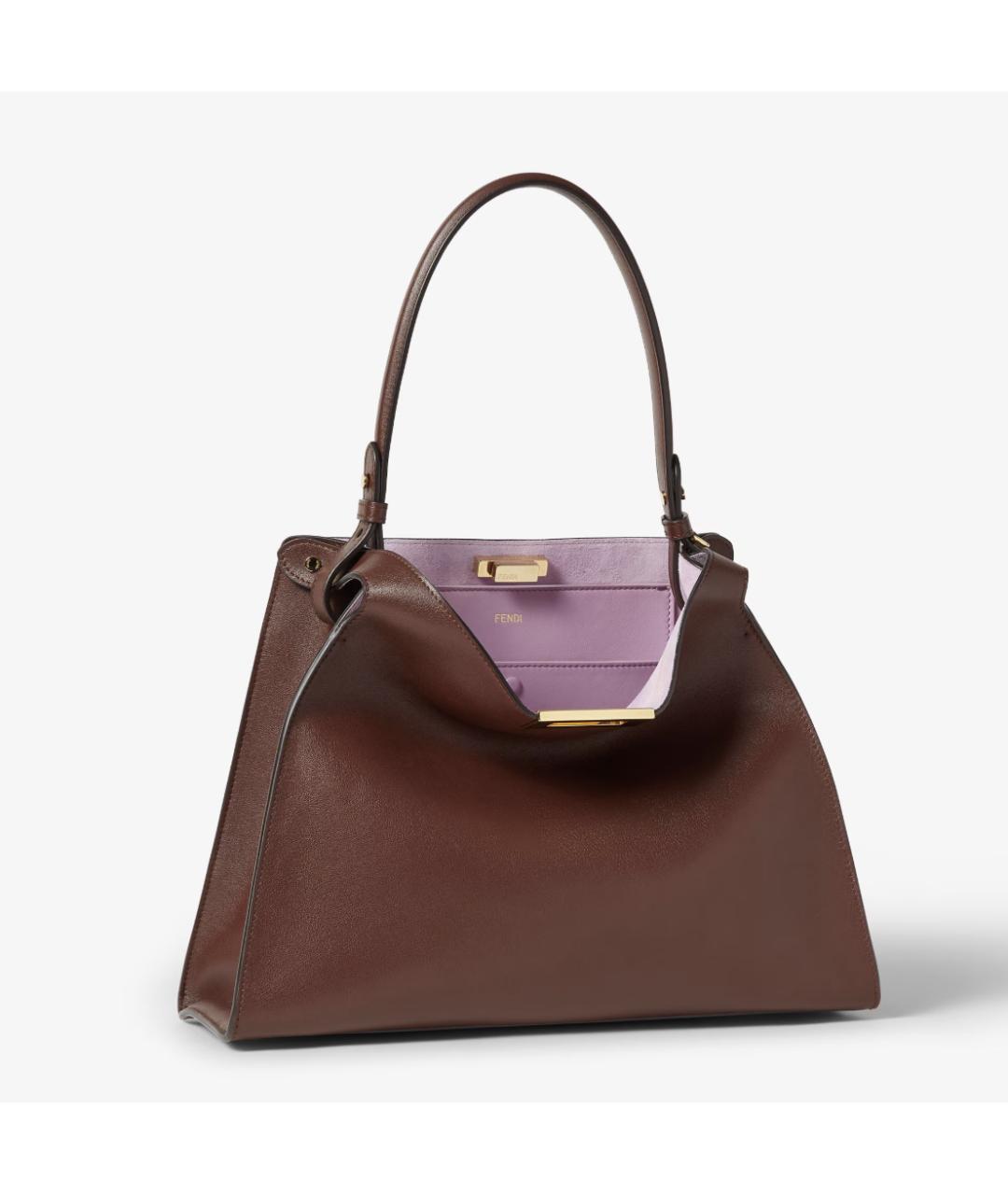 FENDI Коричневая кожаная сумка через плечо, фото 4