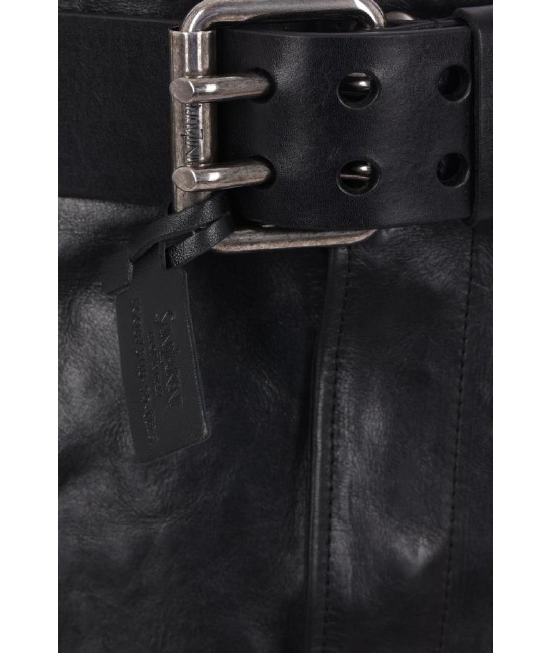SAINT LAURENT Черная кожаная юбка миди, фото 3