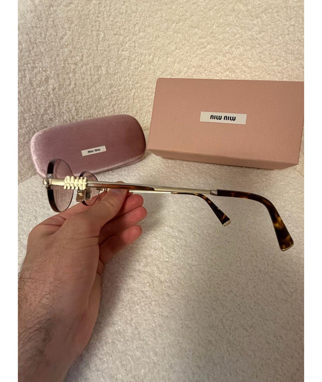 MIU MIU Розовые металлические солнцезащитные очки, фото 4