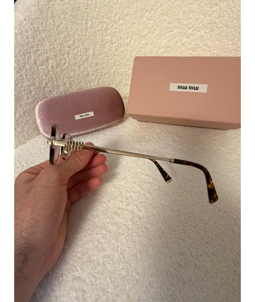 MIU MIU Розовые металлические солнцезащитные очки, фото 6