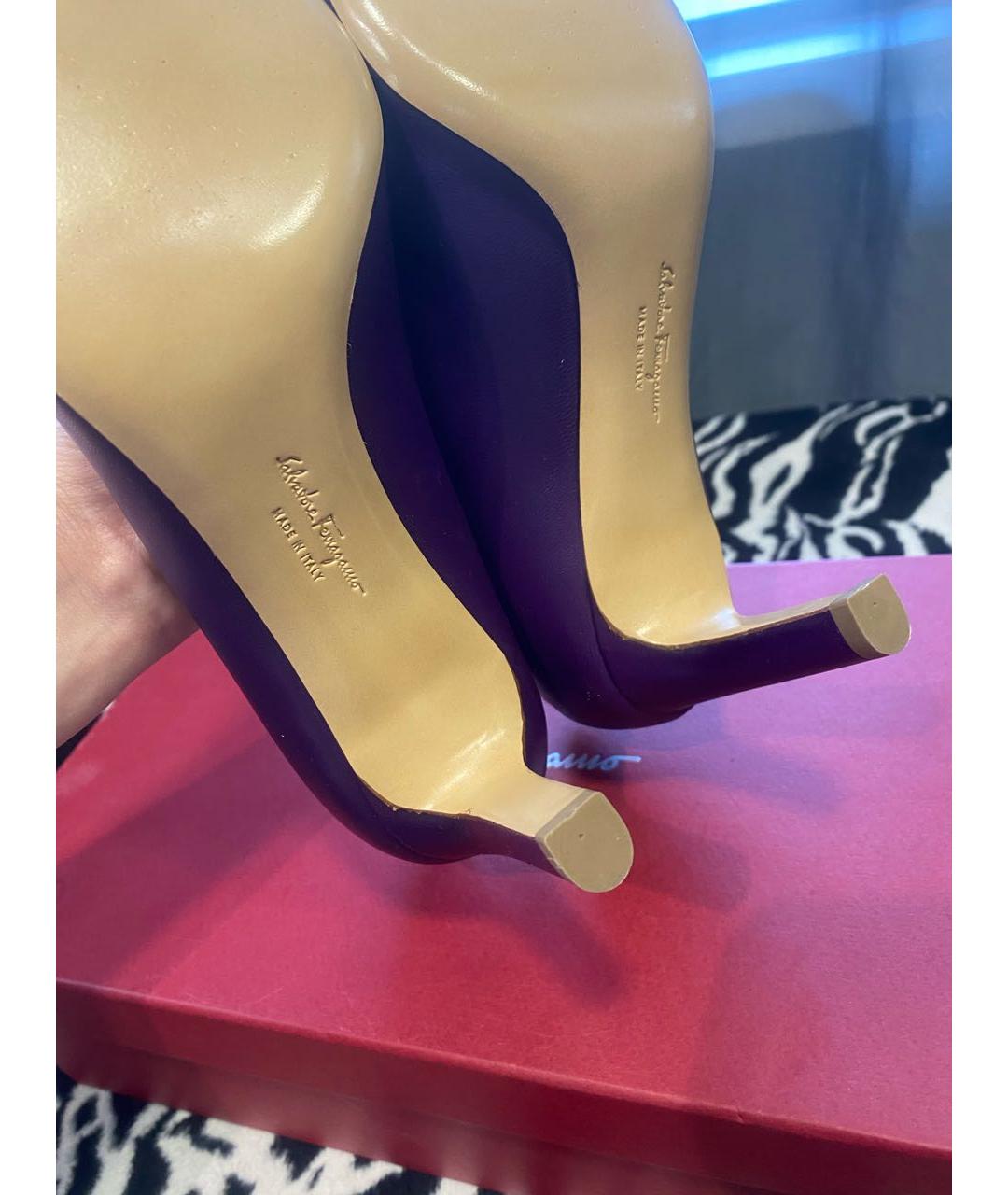 FERRAGAMO Фиолетовые кожаные туфли, фото 4