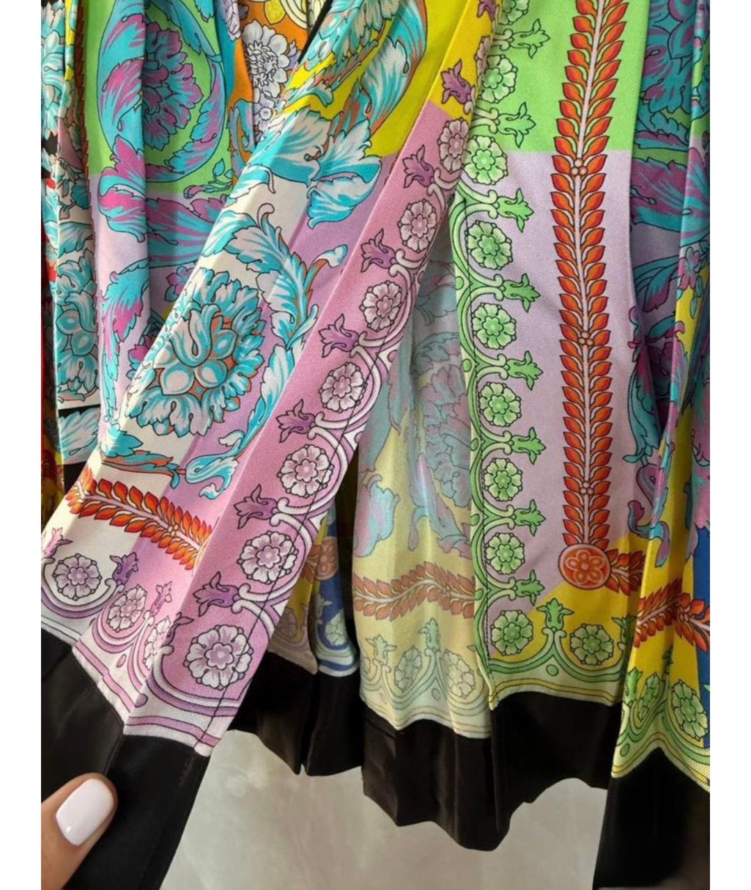 VERSACE Мульти шелковая юбка мини, фото 4