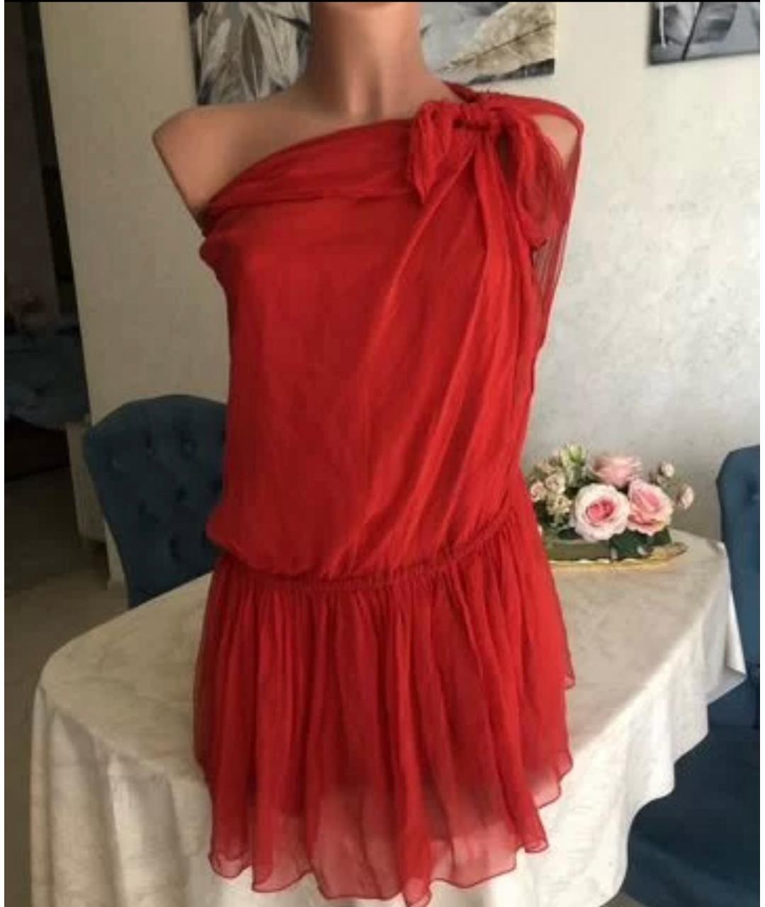 DOLCE&GABBANA Красное шелковое коктейльное платье, фото 5