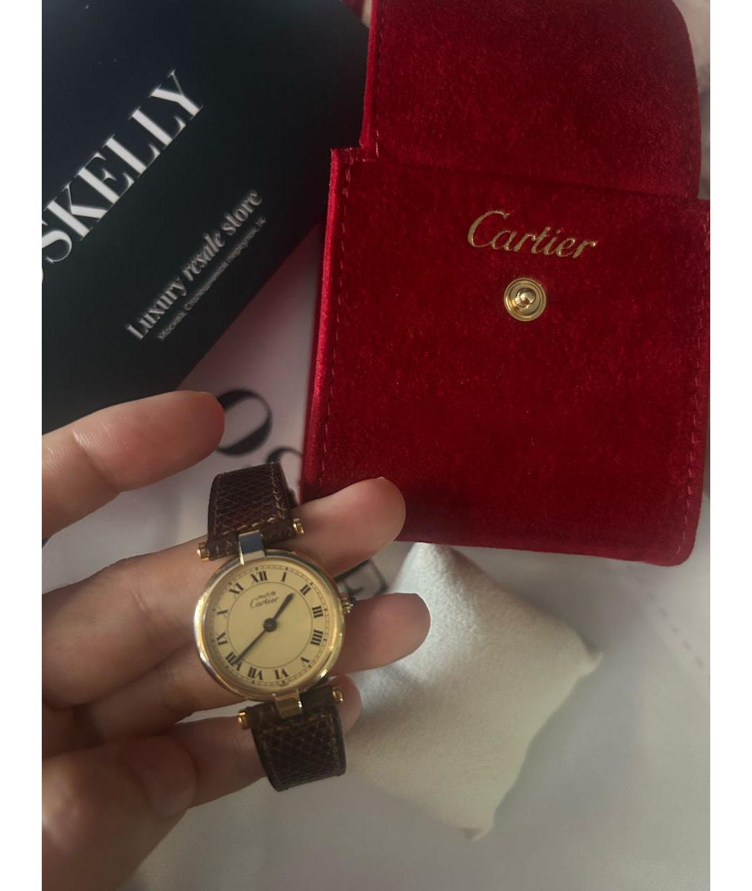 CARTIER Золотые кожаные часы, фото 5