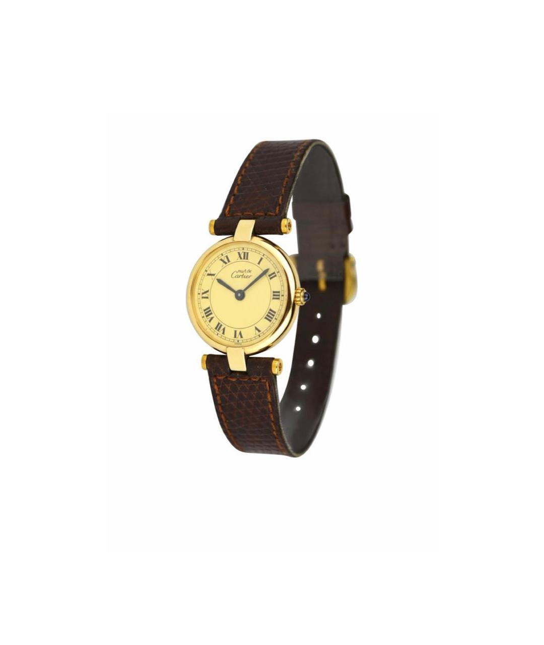 CARTIER Золотые кожаные часы, фото 9