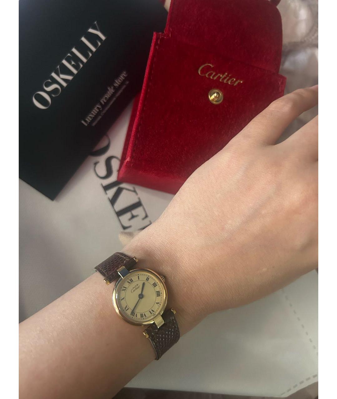 CARTIER Золотые кожаные часы, фото 2
