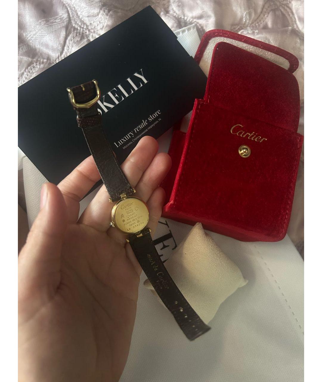 CARTIER Золотые кожаные часы, фото 7