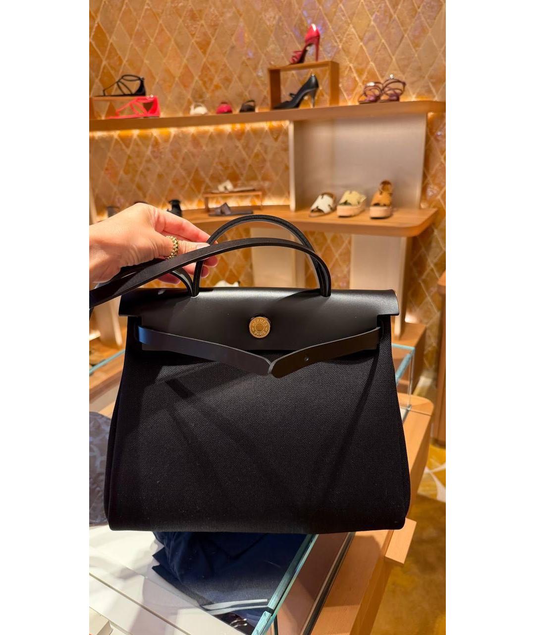 HERMES Черная тканевая сумка через плечо, фото 3