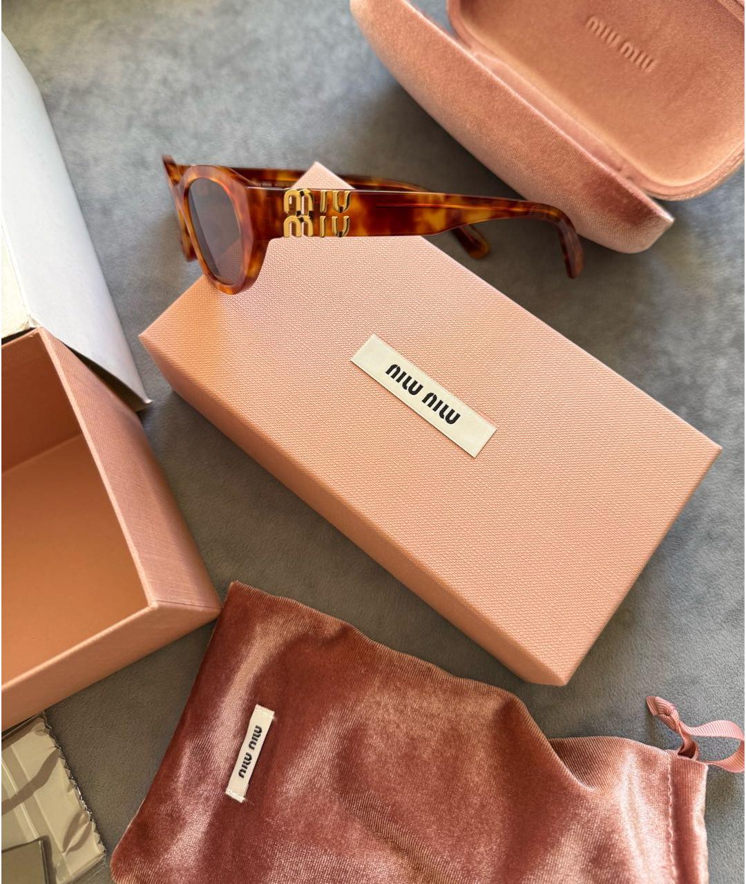 MIU MIU Коричневые пластиковые солнцезащитные очки, фото 8