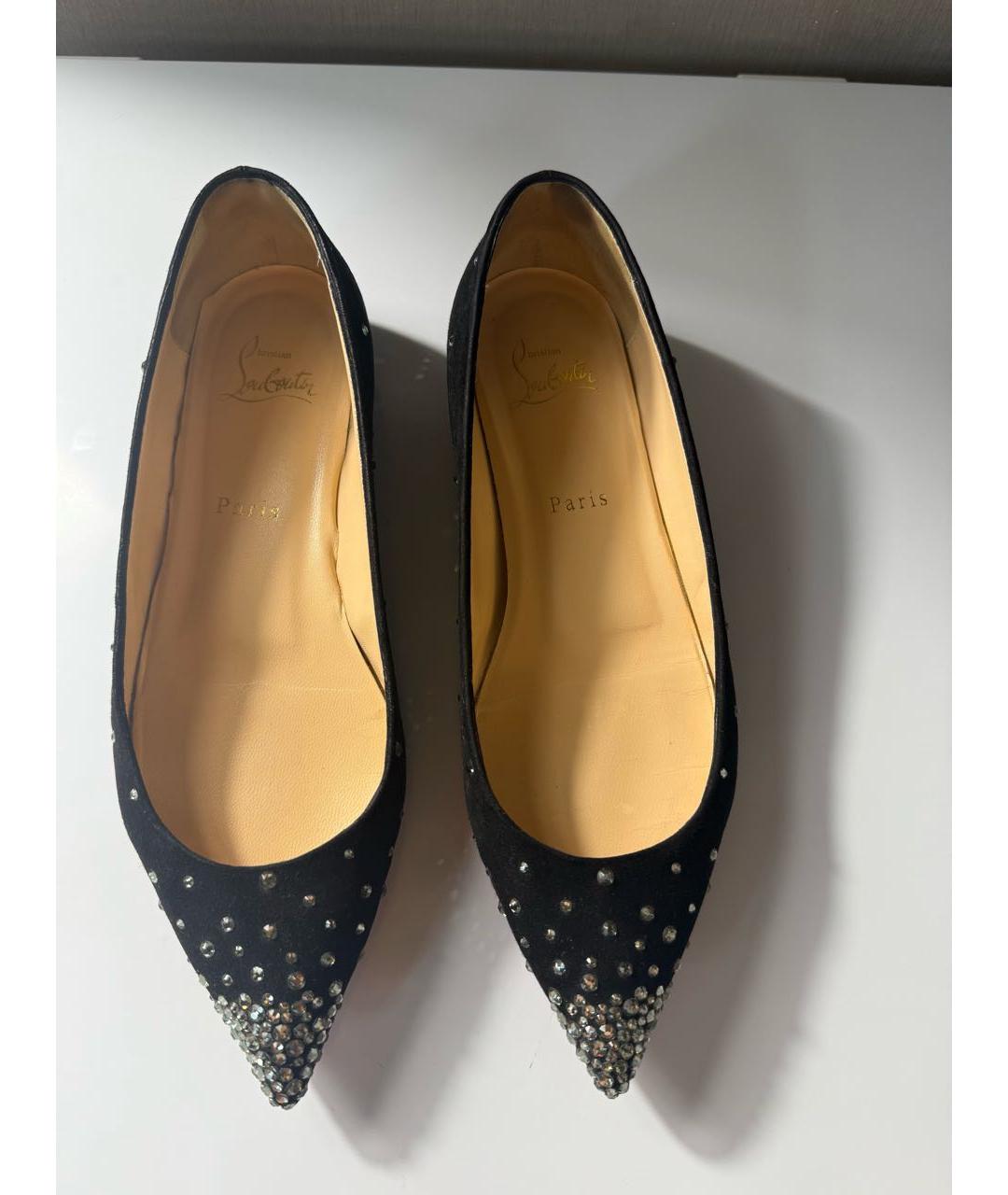 CHRISTIAN LOUBOUTIN Черные замшевые балетки, фото 2