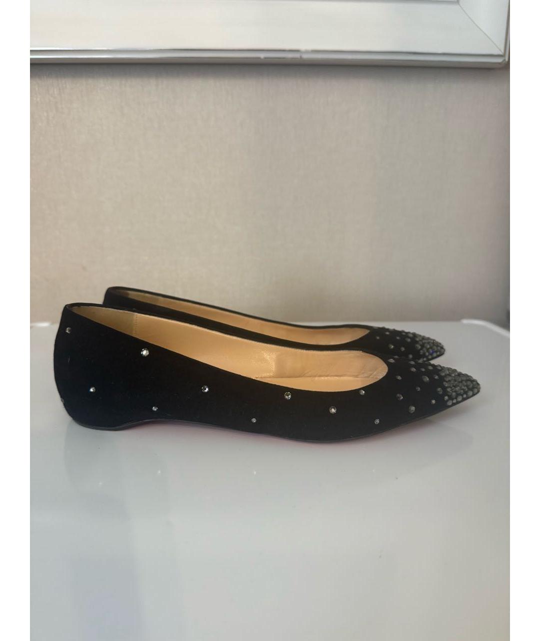 CHRISTIAN LOUBOUTIN Черные замшевые балетки, фото 6