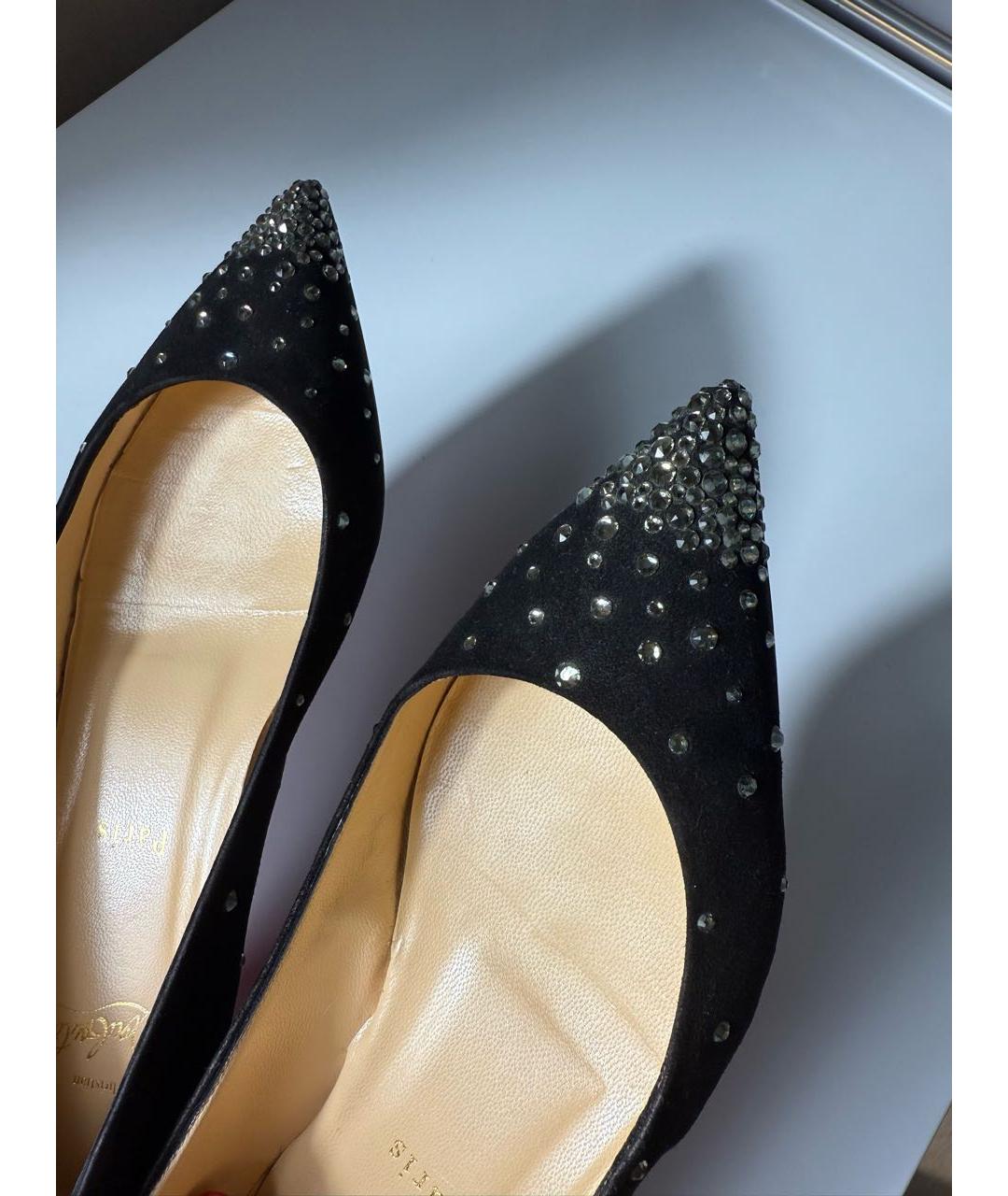 CHRISTIAN LOUBOUTIN Черные замшевые балетки, фото 3