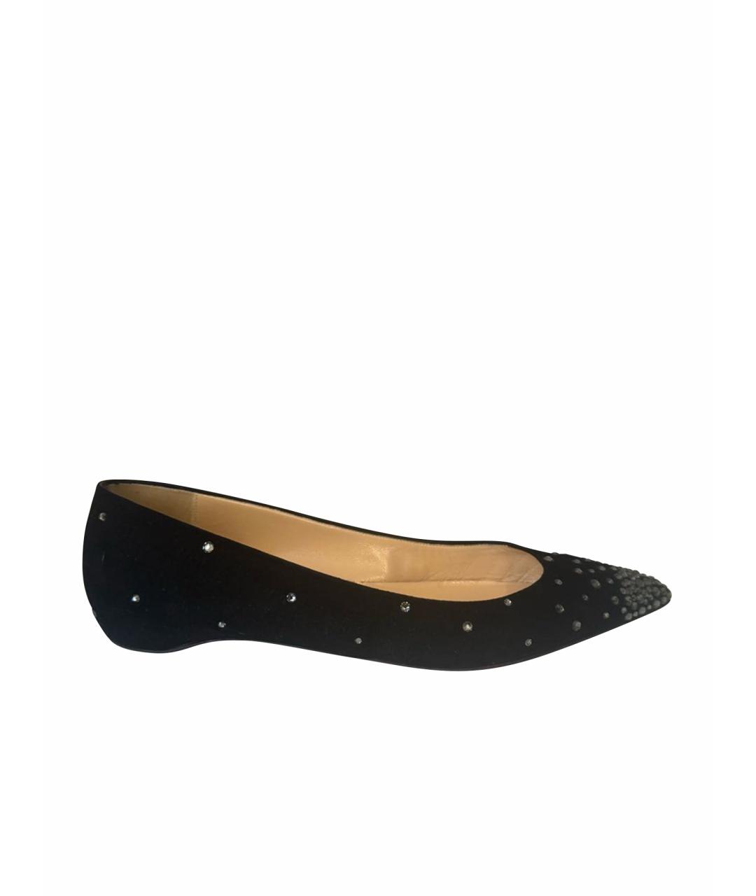 CHRISTIAN LOUBOUTIN Черные замшевые балетки, фото 1