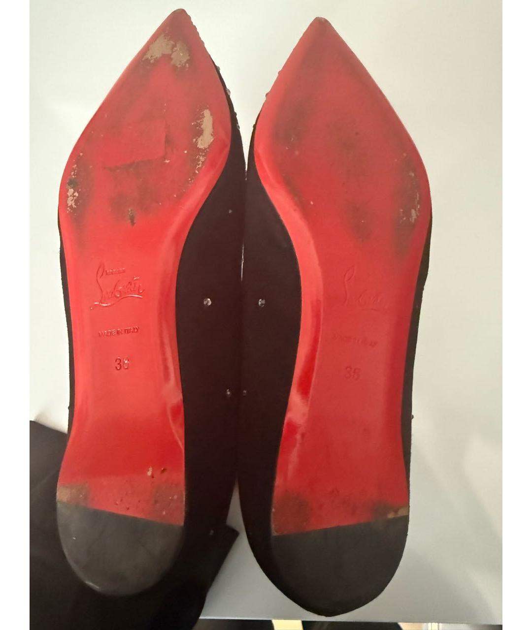 CHRISTIAN LOUBOUTIN Черные замшевые балетки, фото 5
