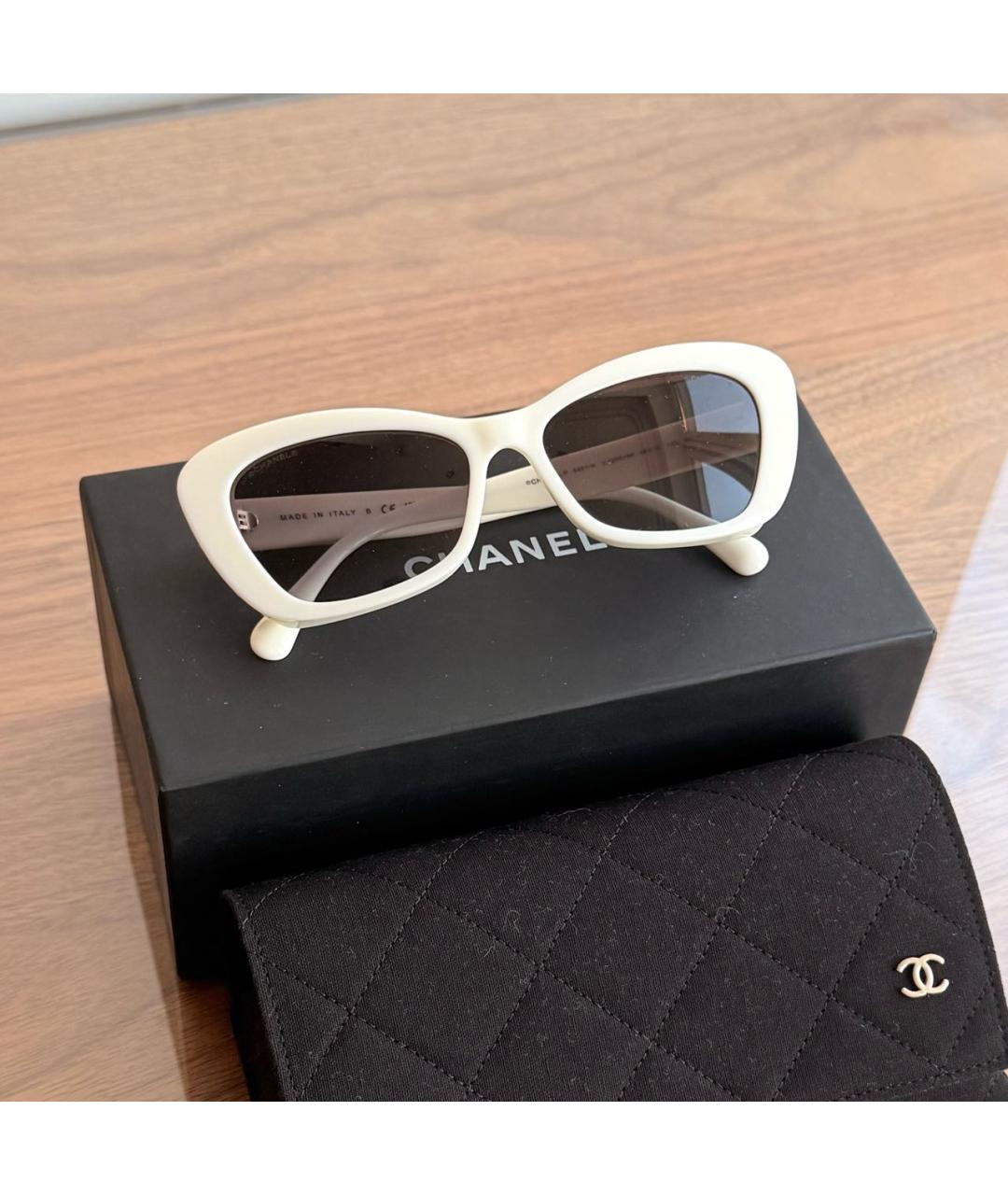 CHANEL Белые солнцезащитные очки, фото 3