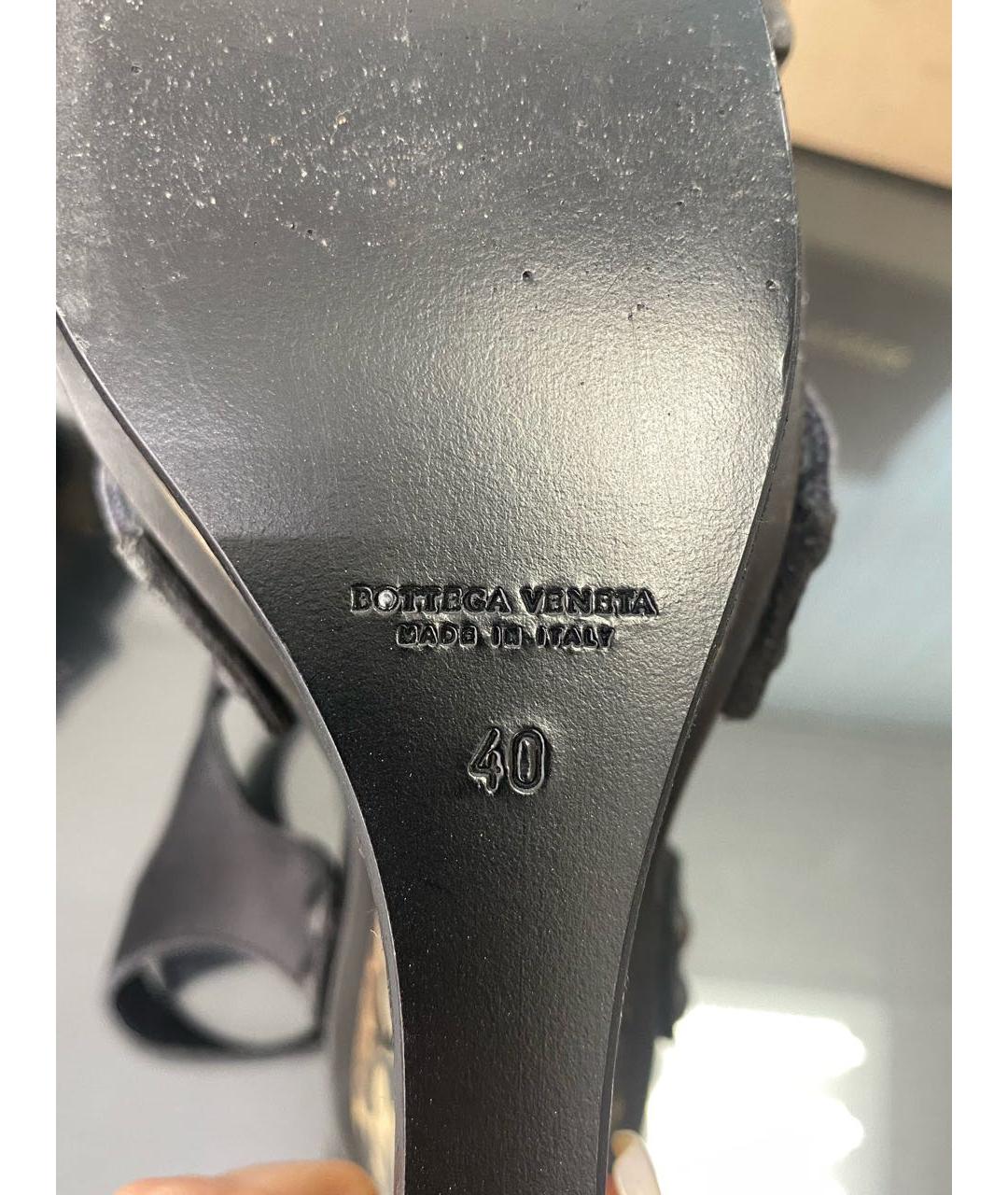 BOTTEGA VENETA Черные кожаные босоножки, фото 7