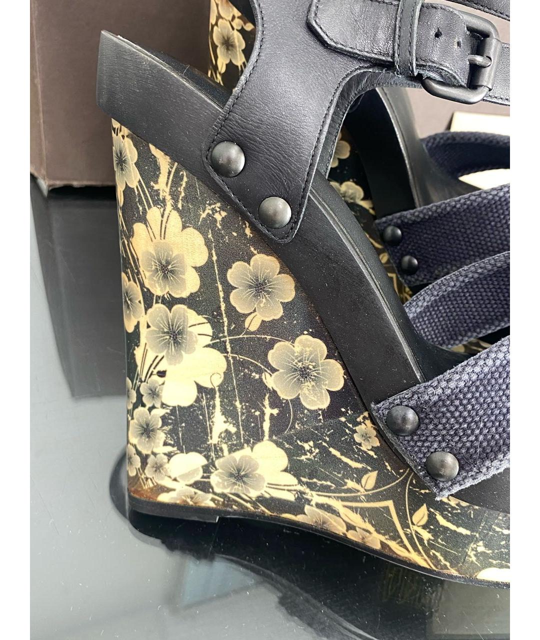 BOTTEGA VENETA Черные кожаные босоножки, фото 8