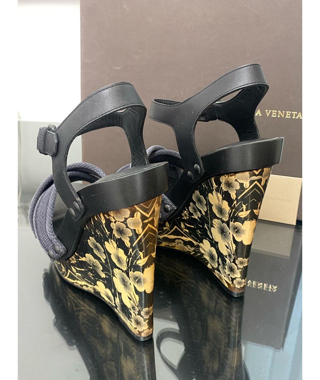 BOTTEGA VENETA Черные кожаные босоножки, фото 4