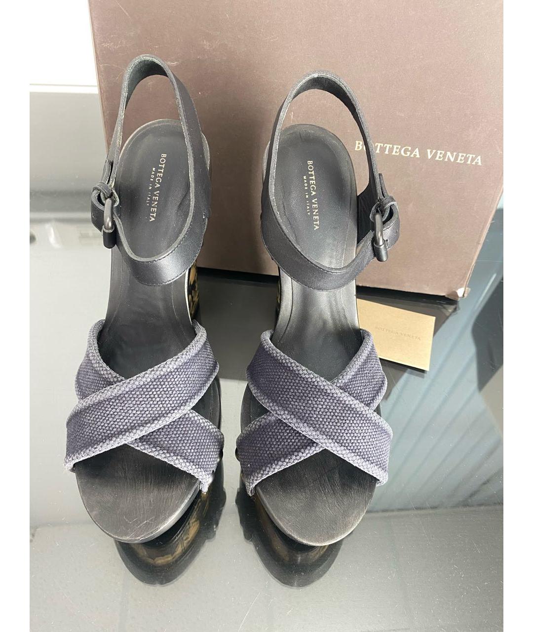 BOTTEGA VENETA Черные кожаные босоножки, фото 2
