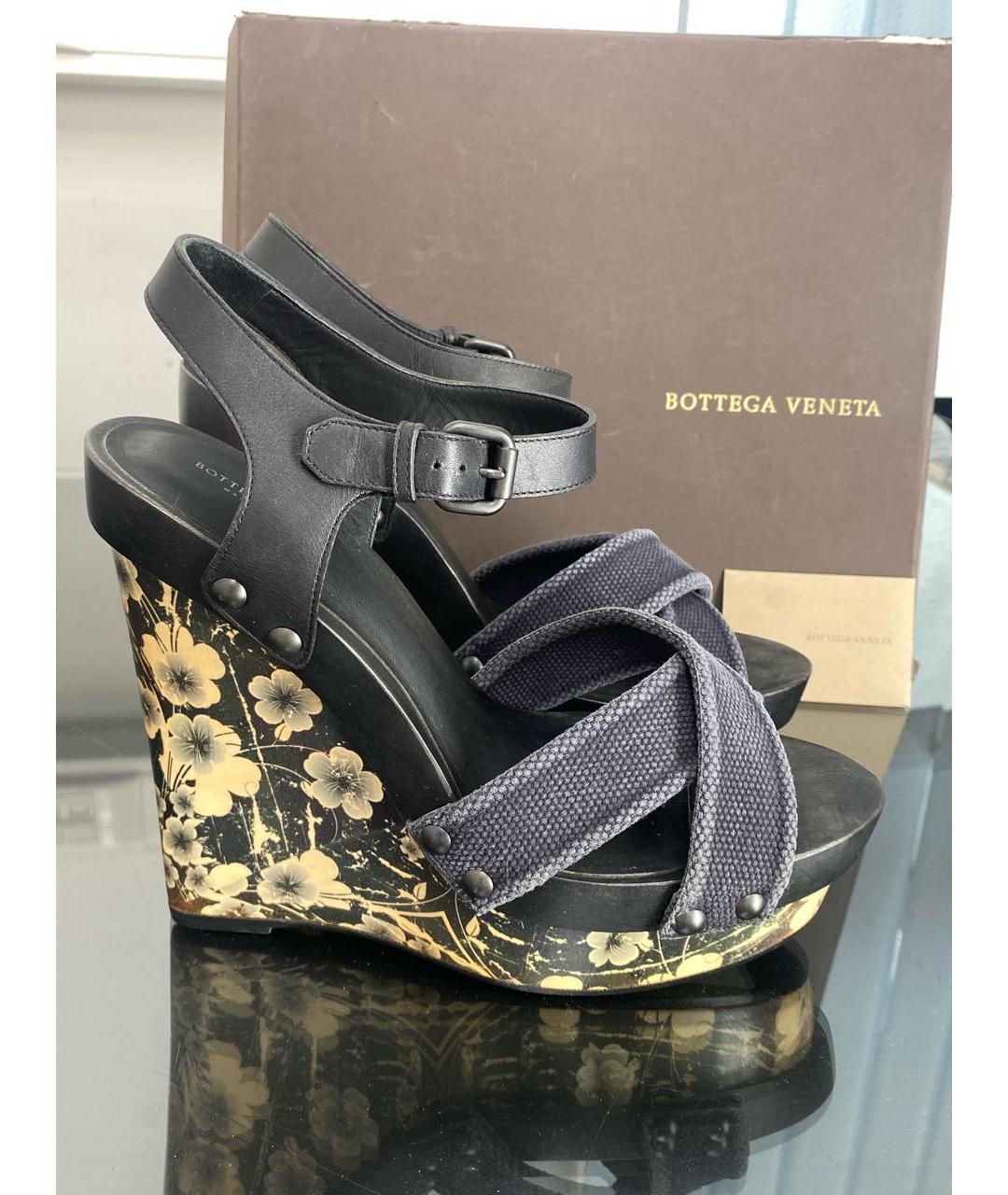 BOTTEGA VENETA Черные кожаные босоножки, фото 3
