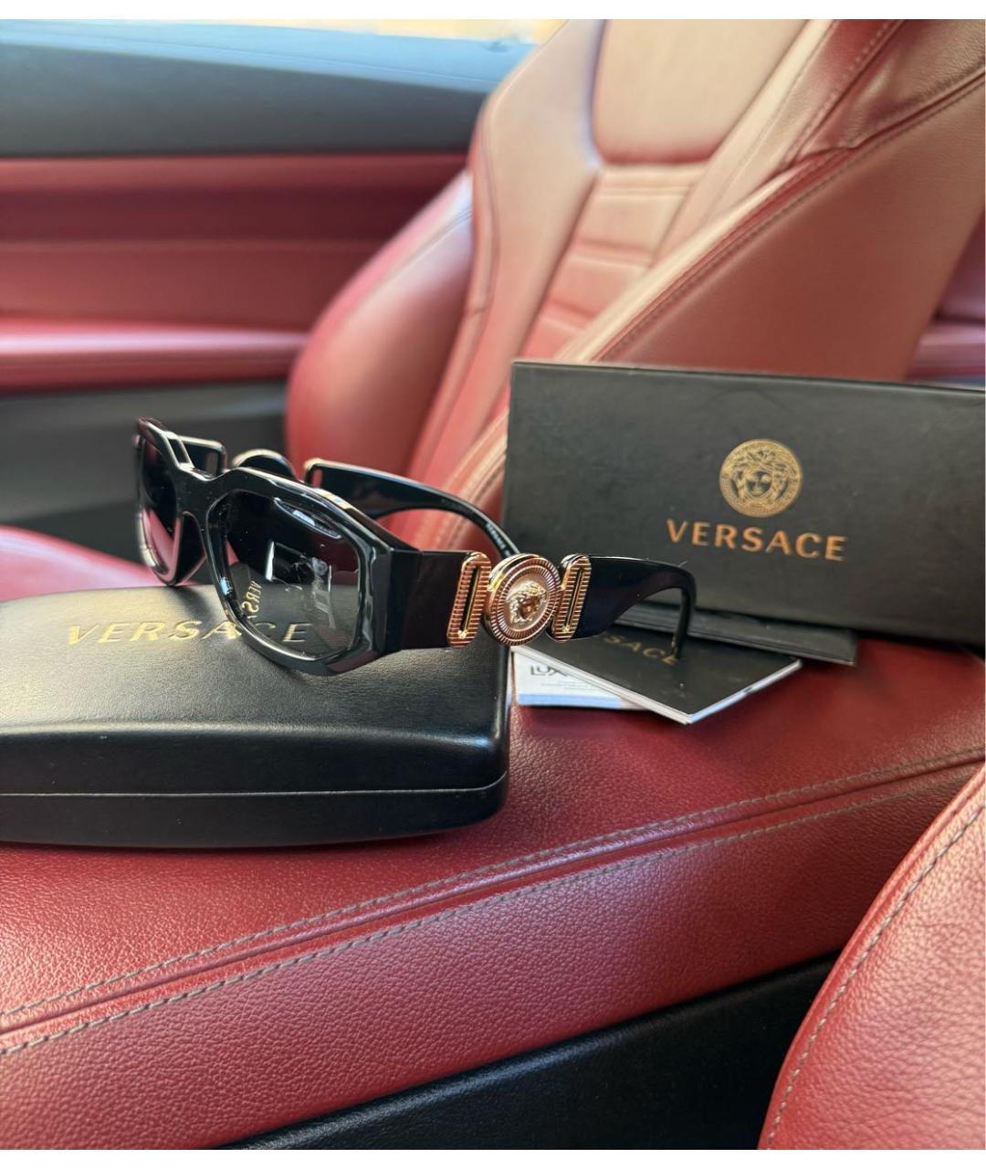 VERSACE Черные пластиковые солнцезащитные очки, фото 5