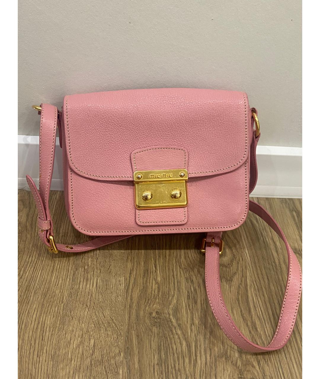 MIU MIU Розовая кожаная сумка через плечо, фото 4