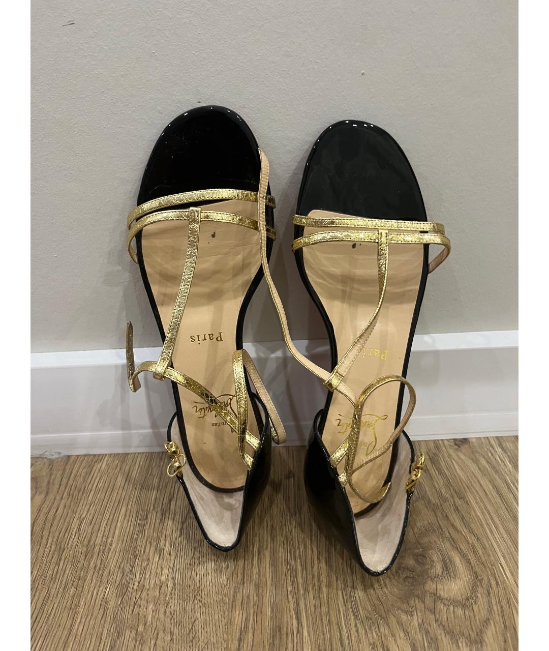 CHRISTIAN LOUBOUTIN Черные кожаные босоножки, фото 2