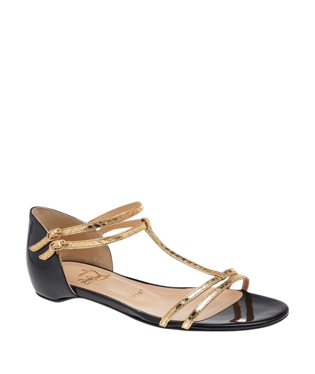 CHRISTIAN LOUBOUTIN Черные кожаные босоножки, фото 1