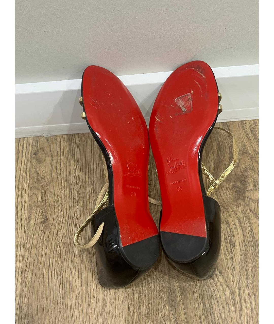 CHRISTIAN LOUBOUTIN Черные кожаные босоножки, фото 3