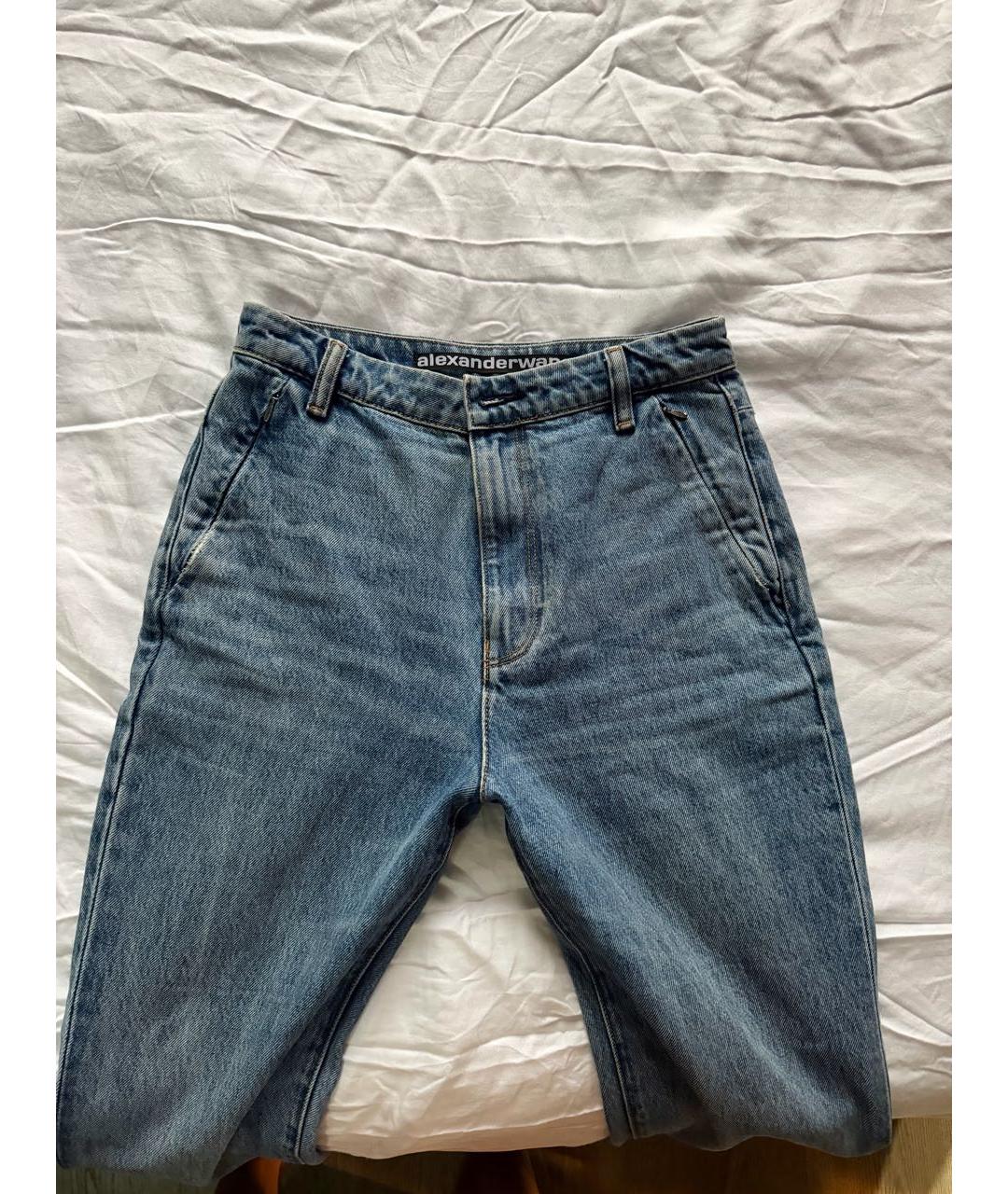 ALEXANDER WANG Голубые хлопковые прямые джинсы, фото 4
