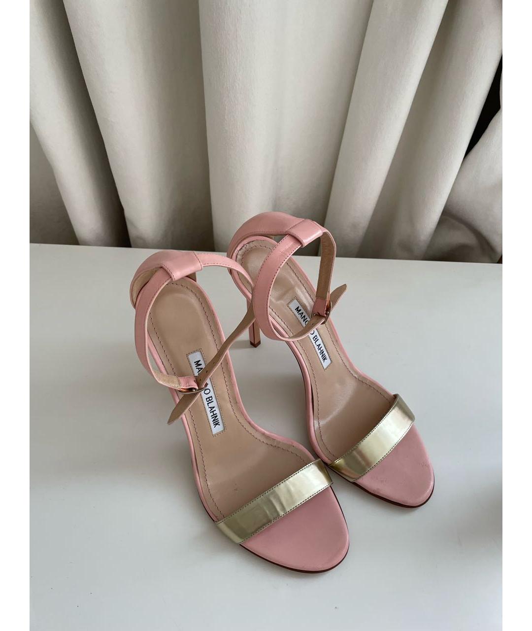 MANOLO BLAHNIK Розовые кожаные босоножки, фото 4