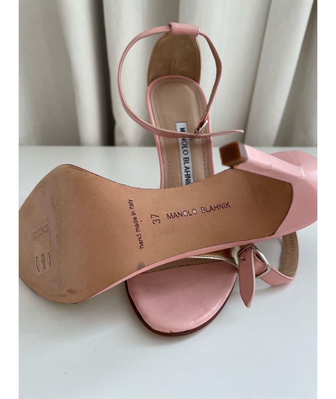 MANOLO BLAHNIK Розовые кожаные босоножки, фото 3