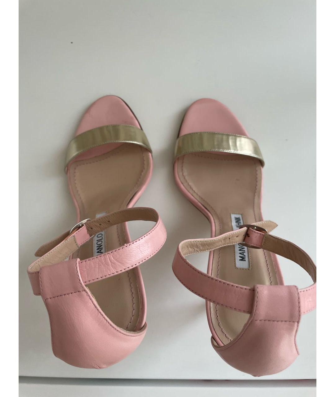 MANOLO BLAHNIK Розовые кожаные босоножки, фото 2