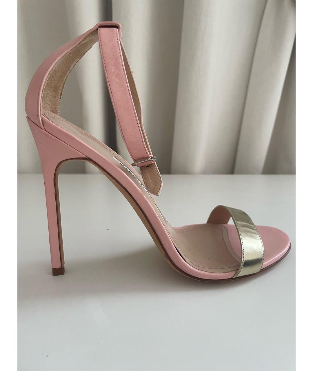 MANOLO BLAHNIK Розовые кожаные босоножки, фото 5
