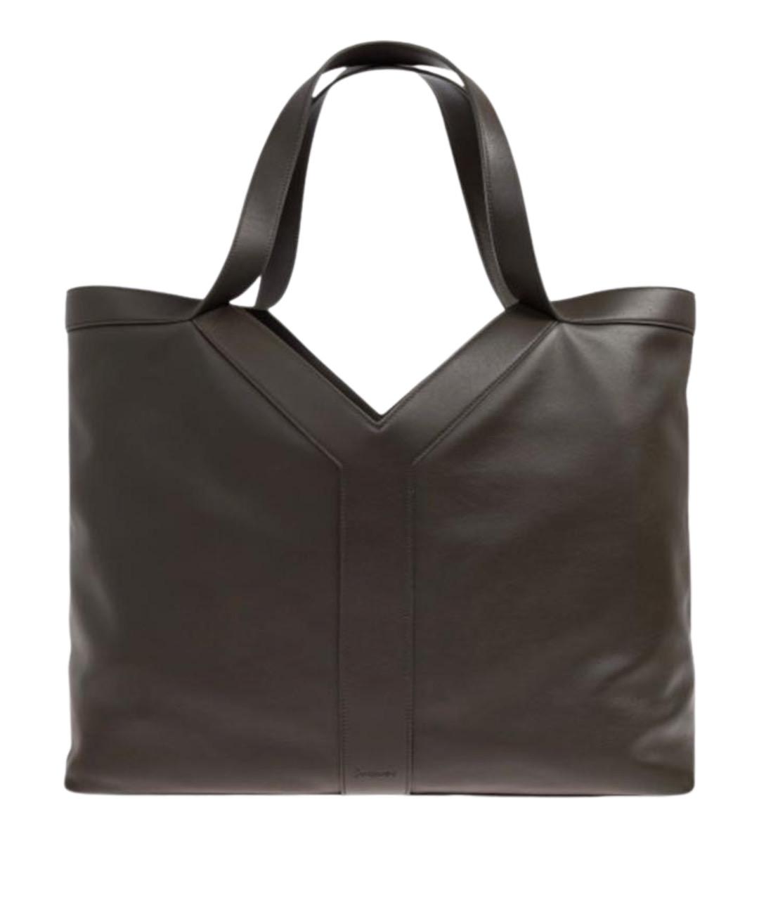 SAINT LAURENT Хаки кожаная сумка тоут, фото 1