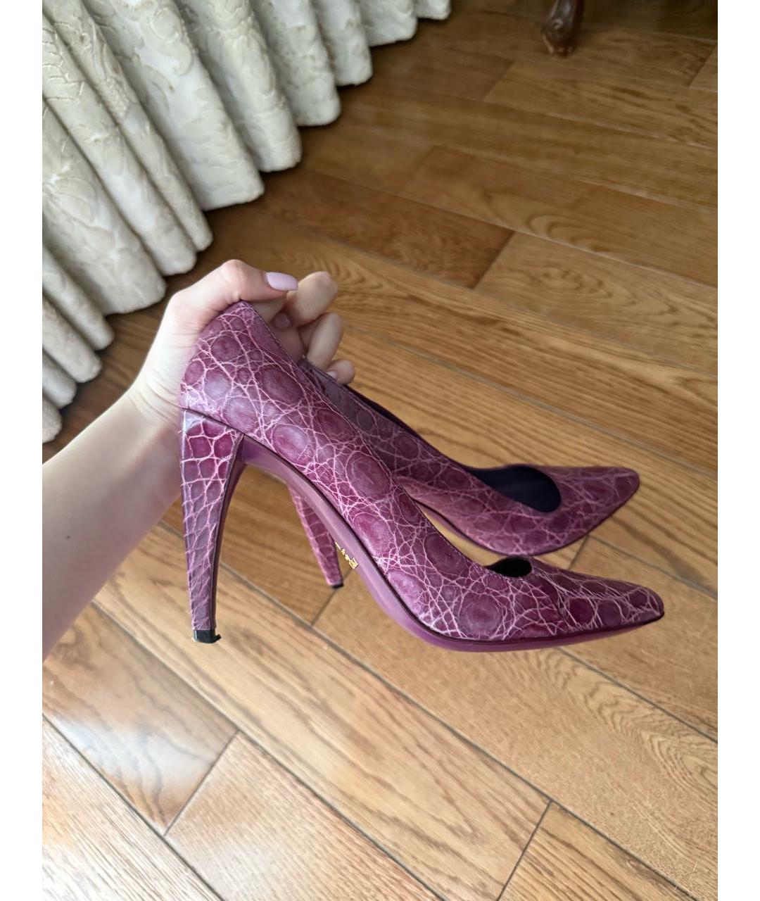 PRADA Фиолетовые туфли из экзотической кожи, фото 6